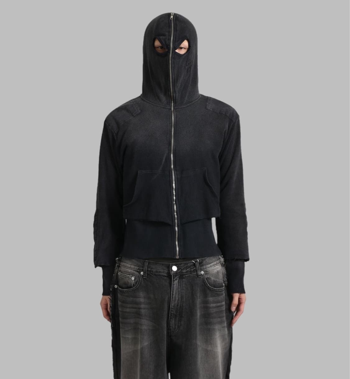 프로젝트 G/R 김프 와플 써멀 후드집업 블랙 상품이미지2