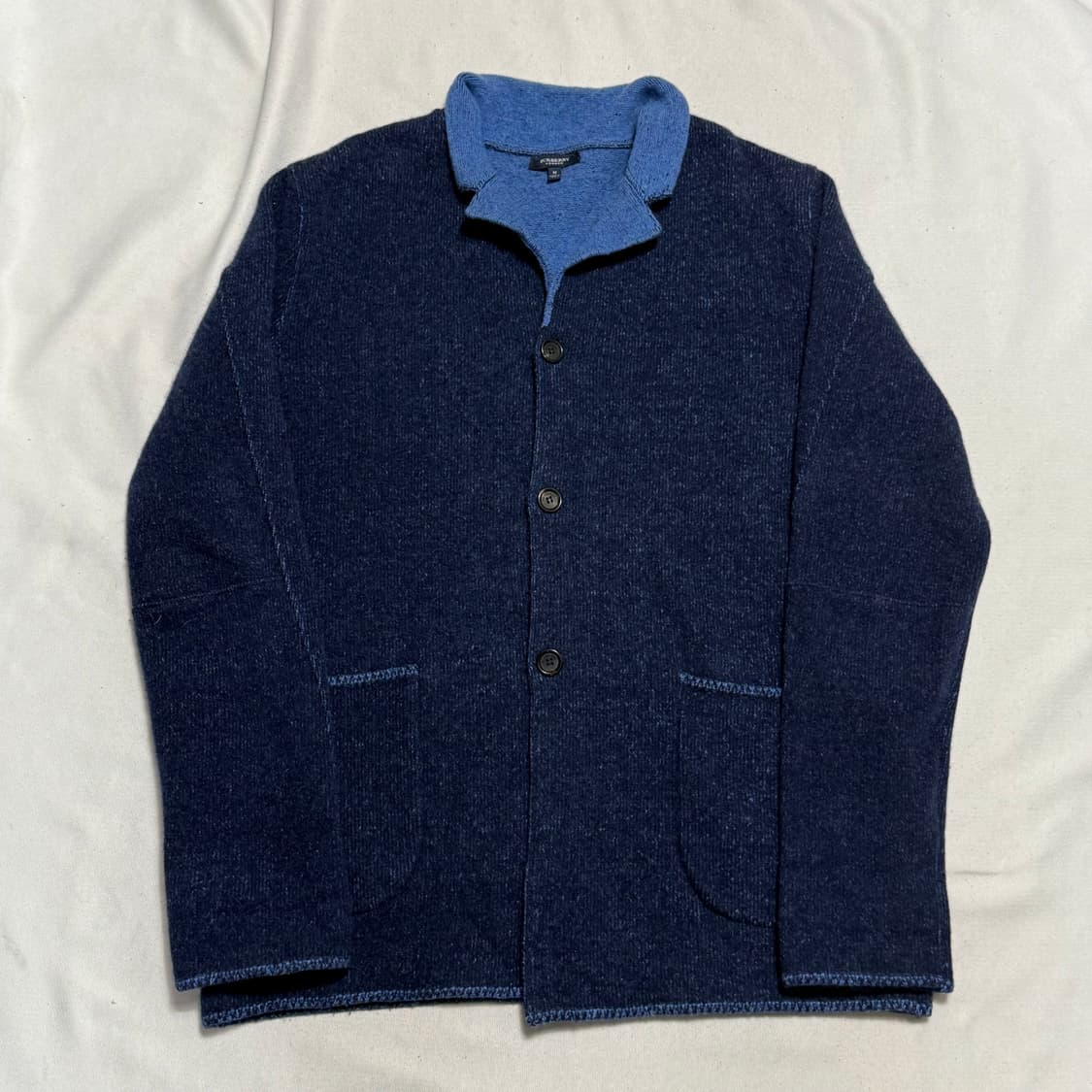 M 버버리 브이넥 네이비 카라 가디건 상품이미지2