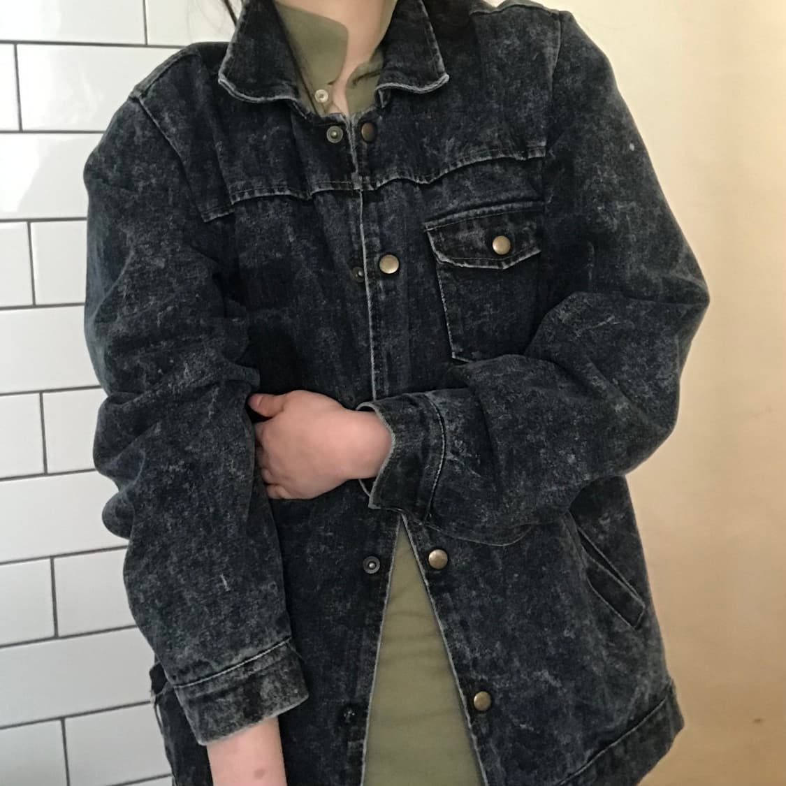 빈티지 워싱 블랙 데님 자켓 상품이미지4