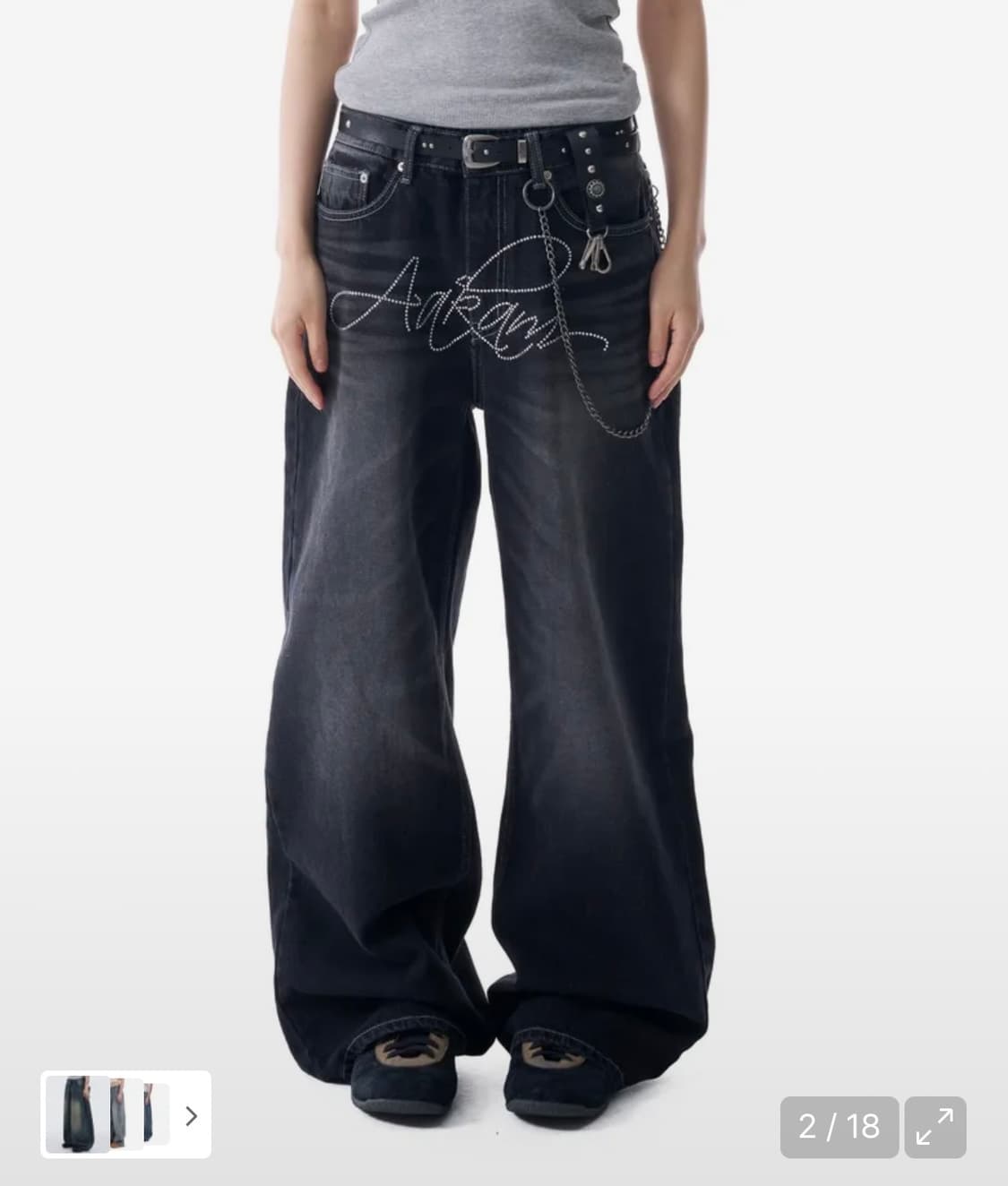 아캄 Rhinestone Washed Denim Pants 상품이미지1