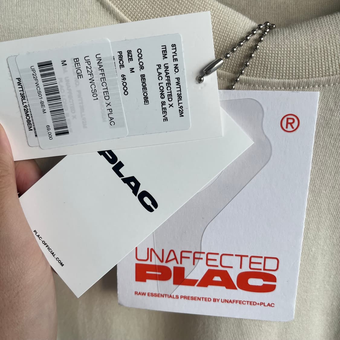 새상품(M)언어펙티드 x 플랙 롱슬리브 베이지 상품이미지3