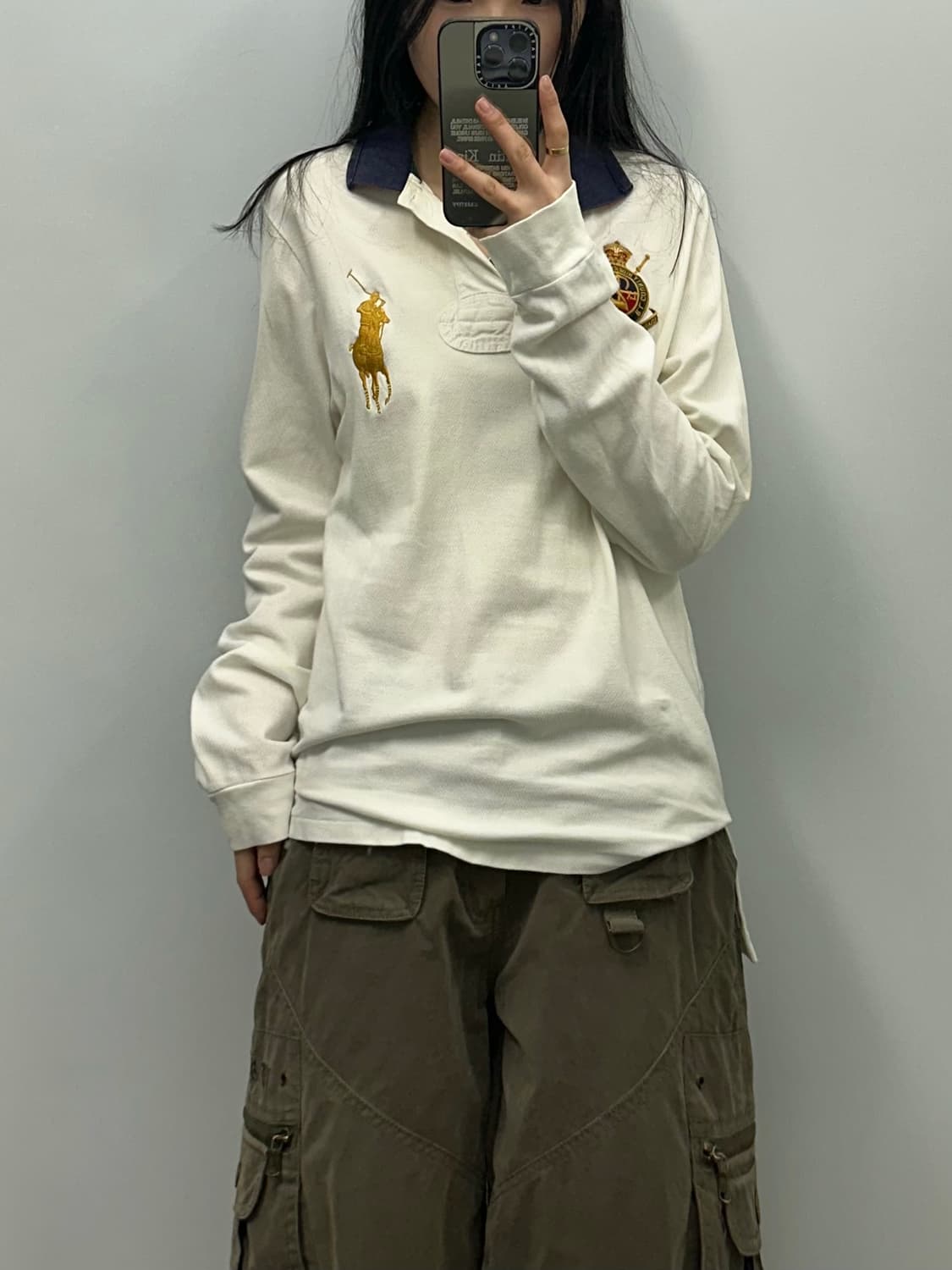 폴로 랄프로렌 빅포니 화이트 금장로고 럭비 카라 티셔츠 상품이미지1