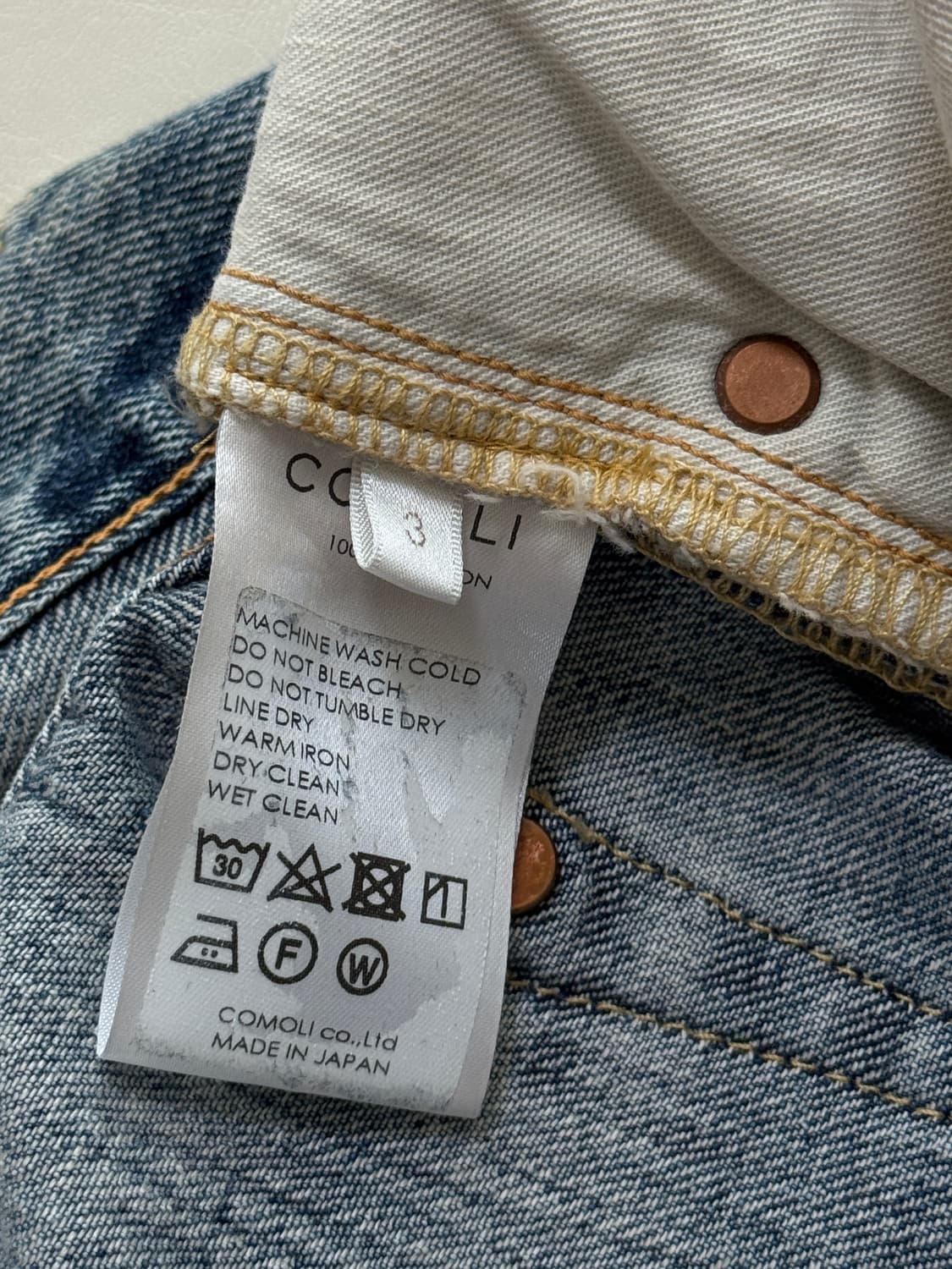 [3] 코모리 COMOLI 블리치 5P 데님 23SS 상품이미지7