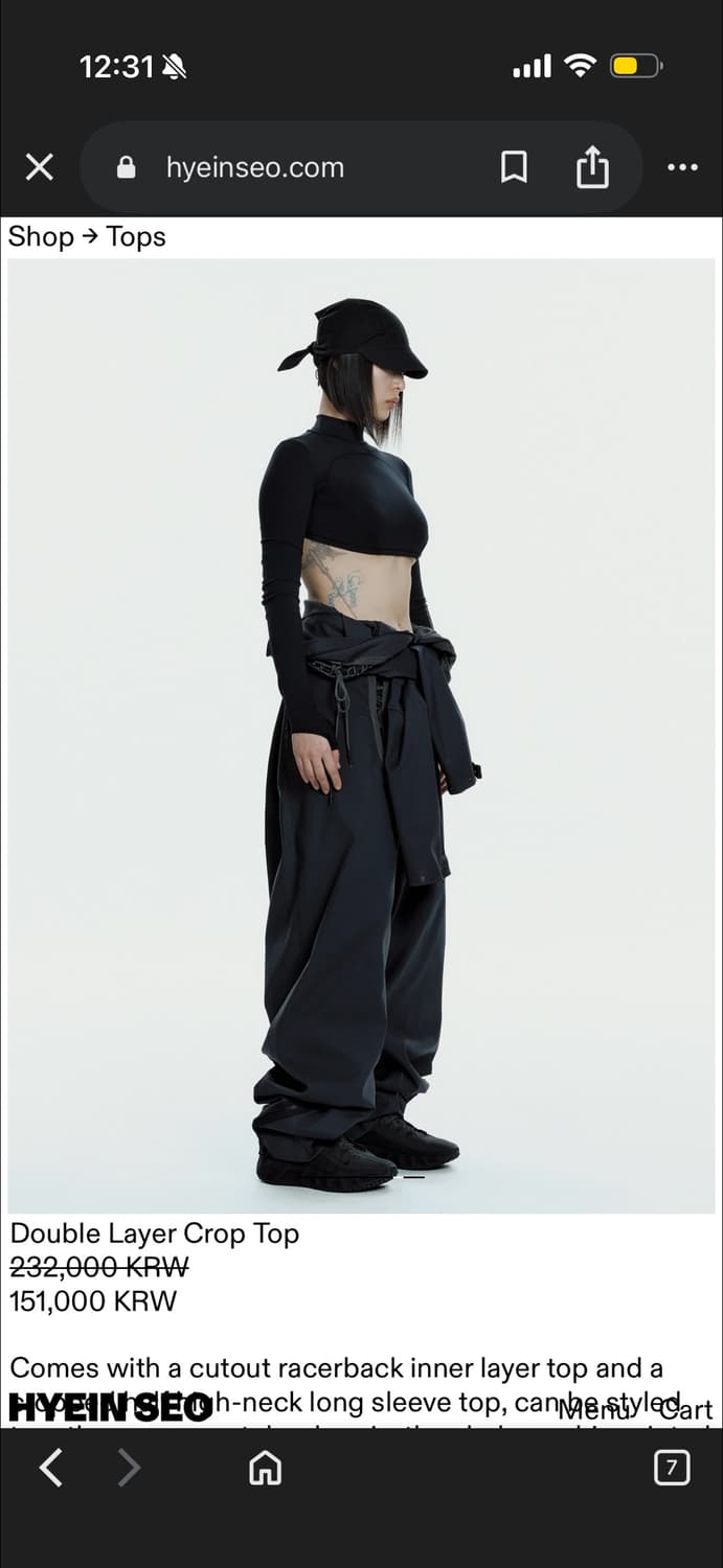 혜인서 double layer crop top 상품이미지1