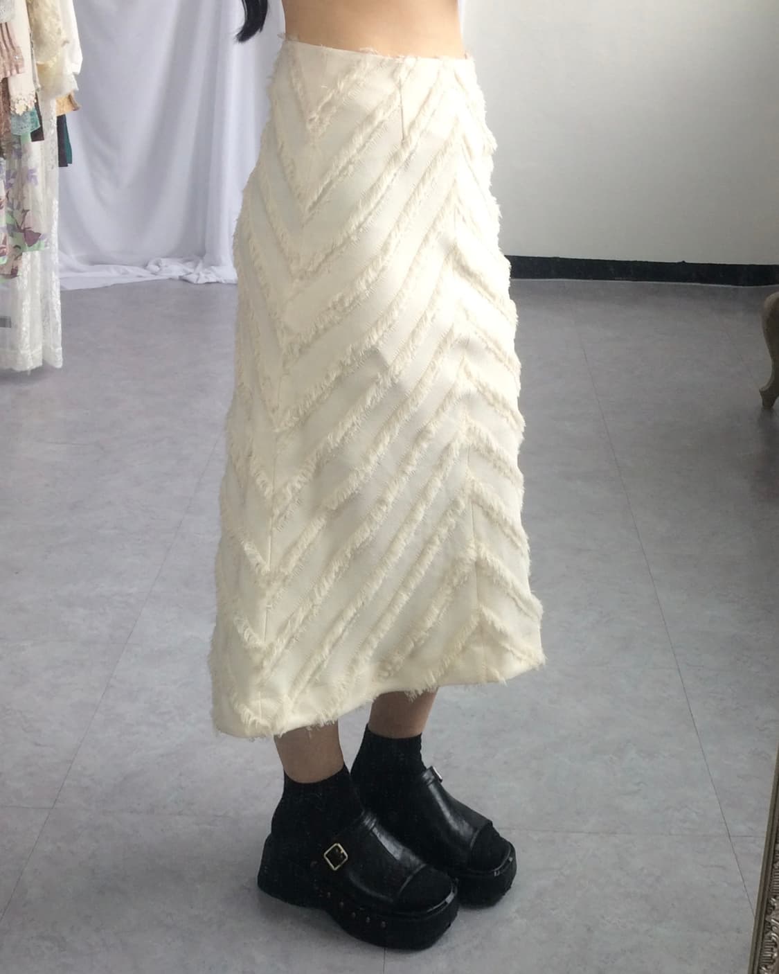 Fringe pattern point long skirt 상품이미지8