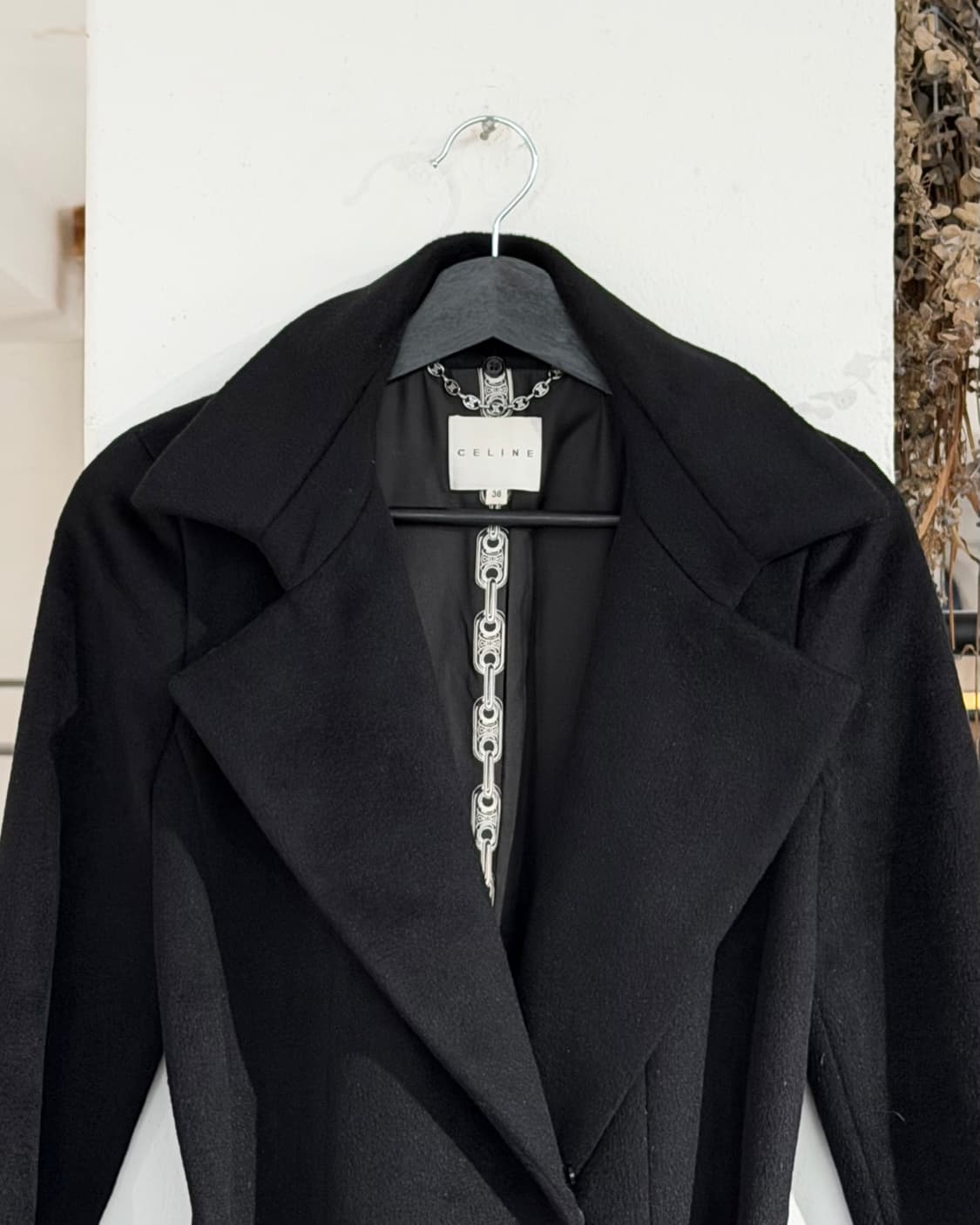 셀린느 블랙 울 앙고라 벨티트 코트 상품이미지5