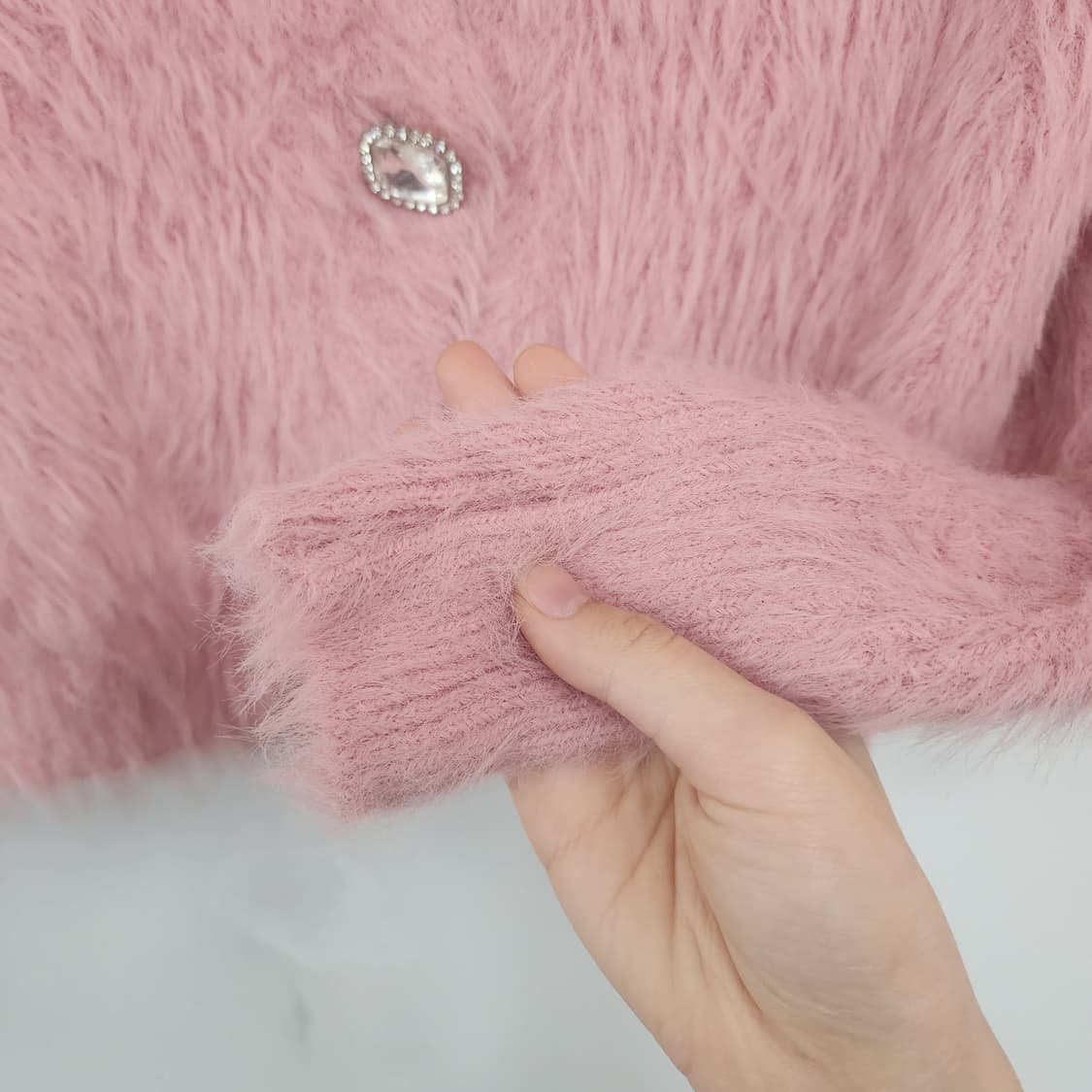 마카롱 울 퍼 핑크 가디건 상품이미지3