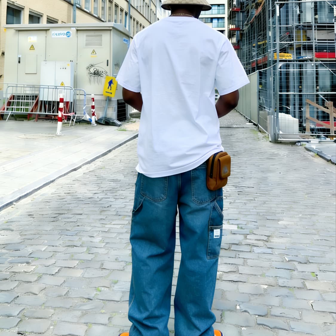 [새상품 L사이즈] LAZY DAF 웃음표 프린트 커스텀 반팔 상품이미지3