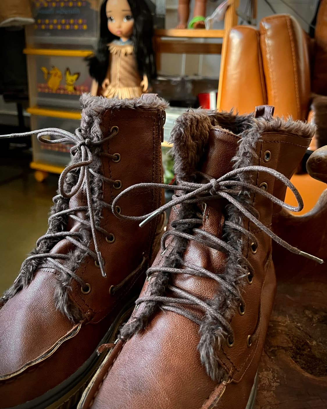 the oasis Japan Brown Leather Fur Worker 상품이미지2