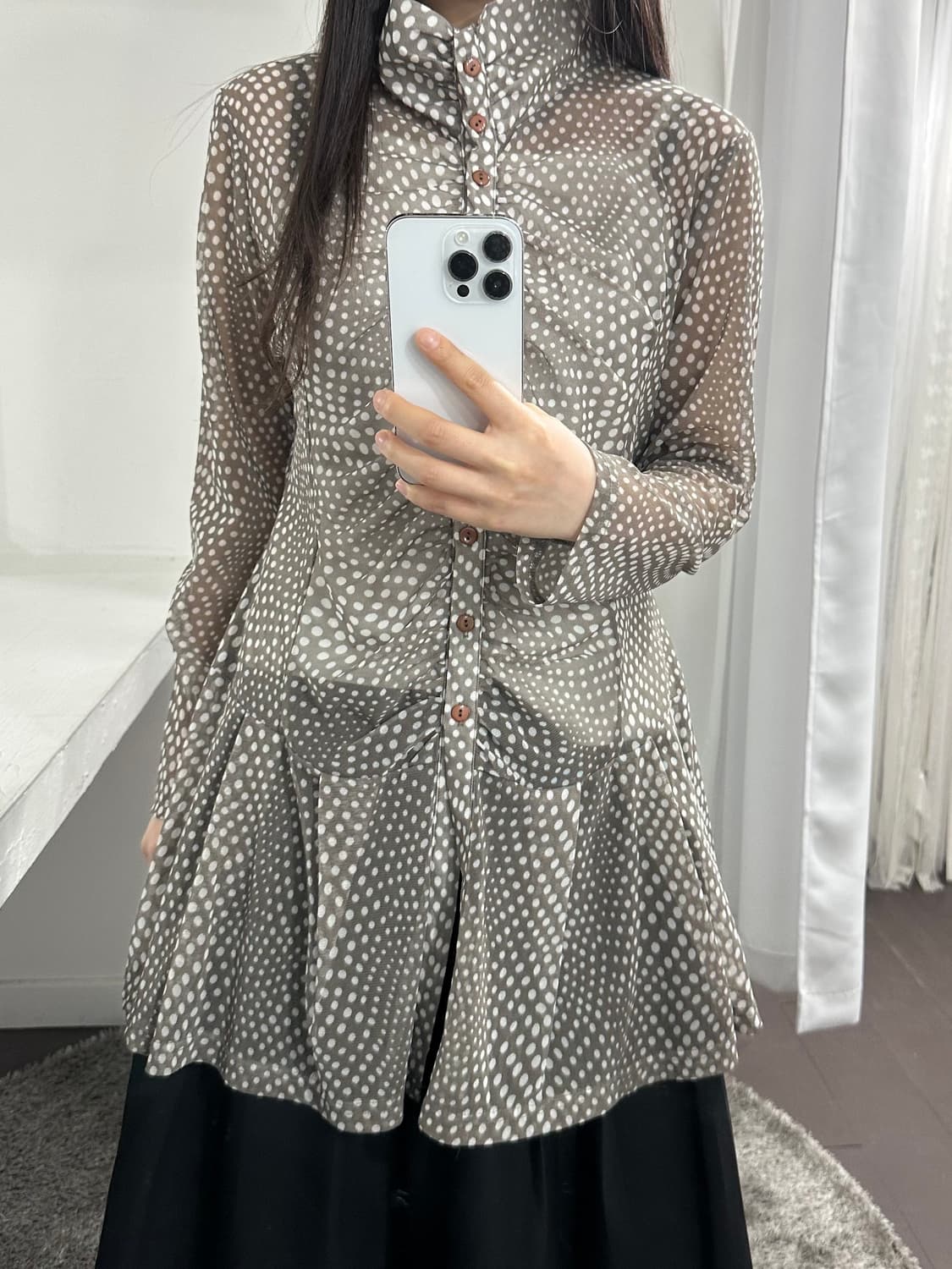 dot shirring blouse 상품이미지3