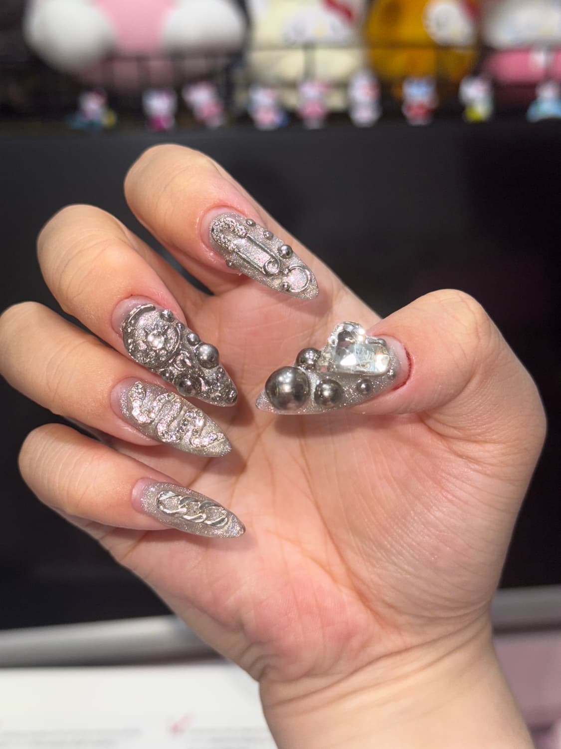 메탈실버 수제네일팁 상품이미지2