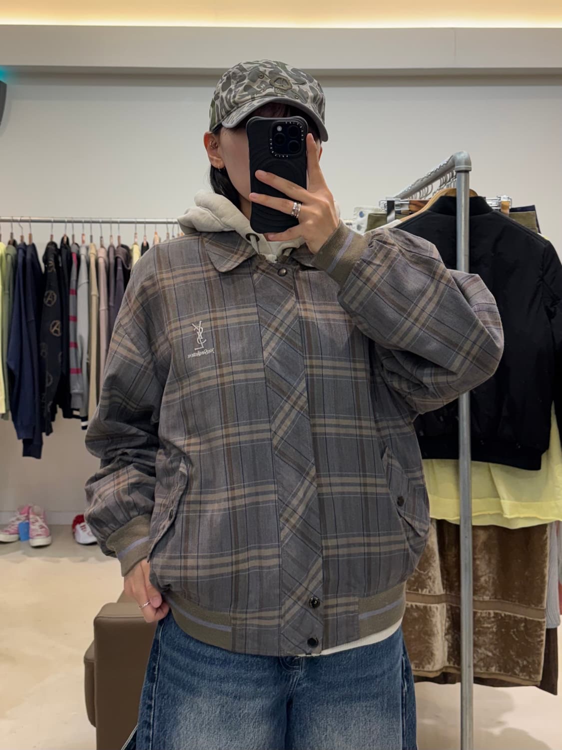 입생로랑 체크 해링턴 자켓 상품이미지6