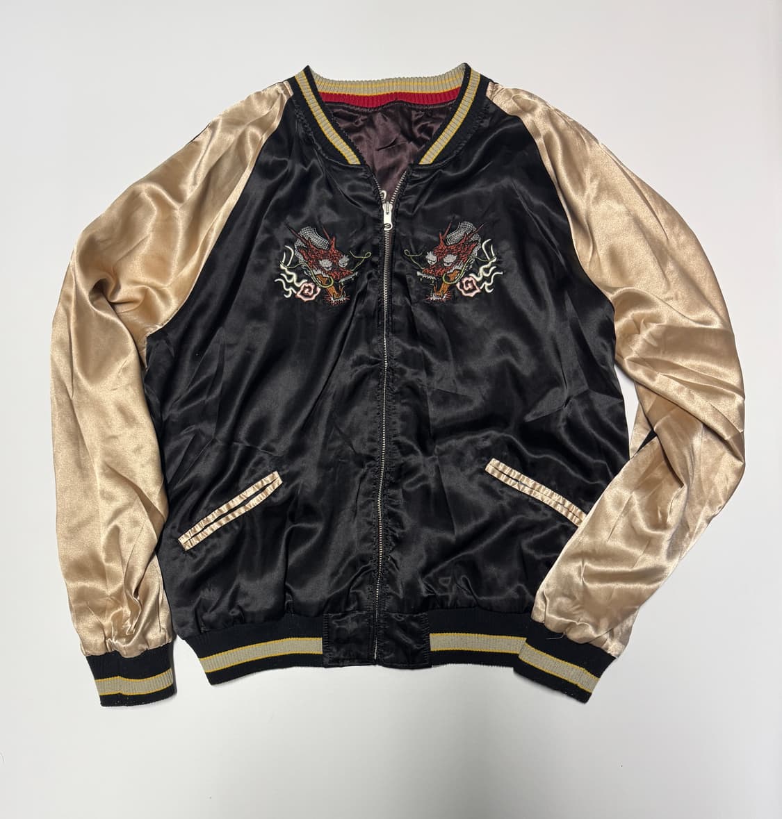 드래곤 일본빈티지 리버시블 자수 스카쟌 L 상품이미지2