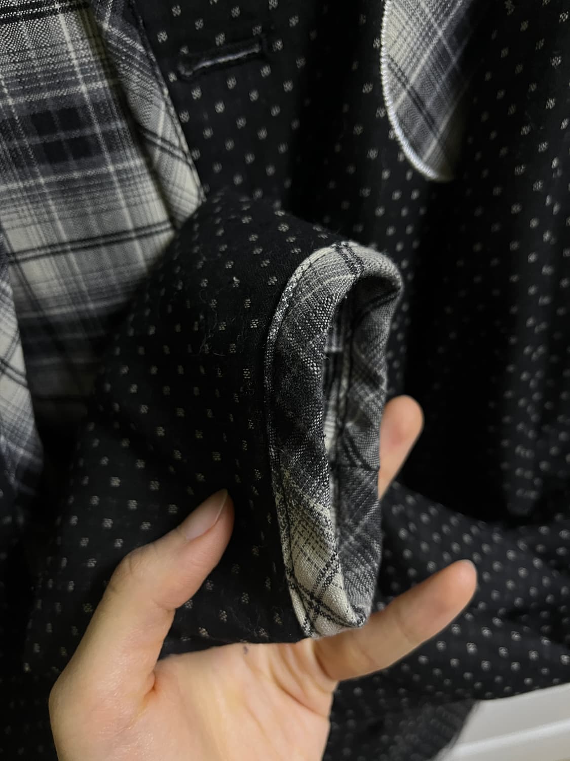 허그유어스킨 체크 리버시블 후드 자켓 (블랙) 상품이미지5