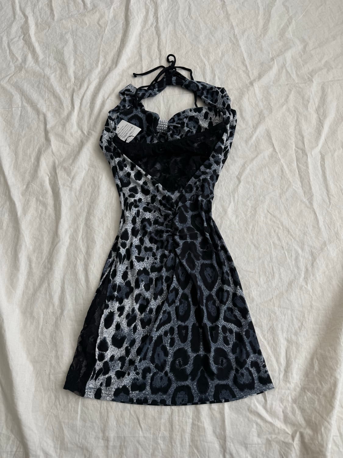 호피 갸루 홀터 드레이프 미니 원피스(새상품) 상품이미지5