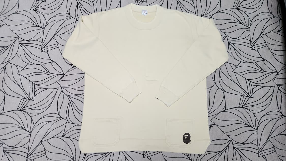 90s 초기형 A Bathing Ape 크루넥 스웨트셔츠 L 카스타드 상품이미지1