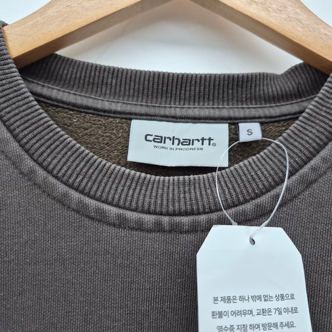 칼하트 브라운 로고 맨투맨 여성 S 상품이미지2