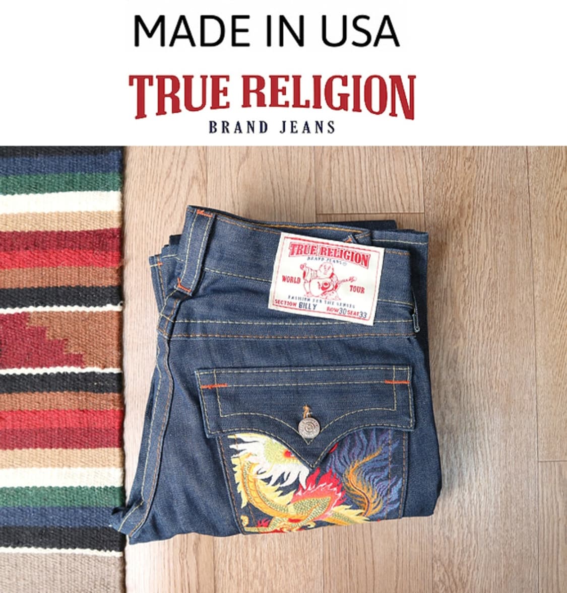 미국메이드 00S 트루릴리젼 BILLY 빌리 드레곤 자수 부츠컷 데님 상품이미지1