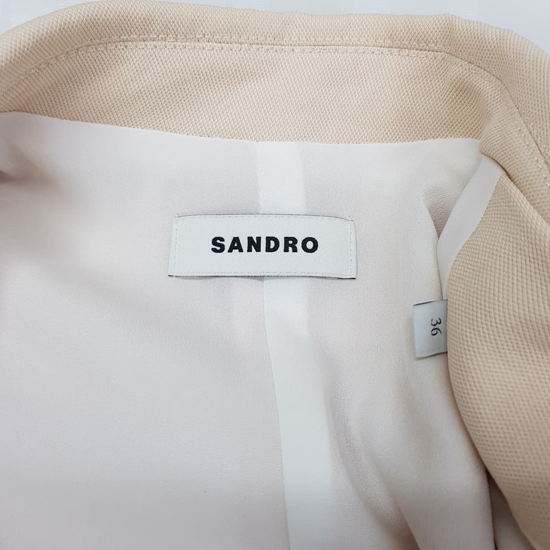 산드로 Sandro 더블버튼 벨티드 민소매 자켓 원피스 베이지 36사이즈 상품이미지6