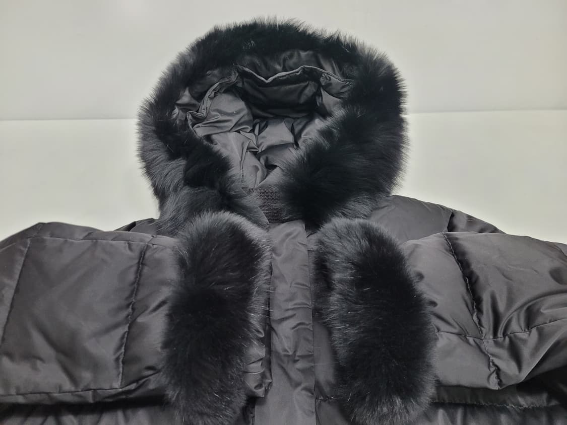 더엣지 폭스퍼 프리미엄 구스 다운 롱 패딩 / 여 77 블랙 
 상품이미지4