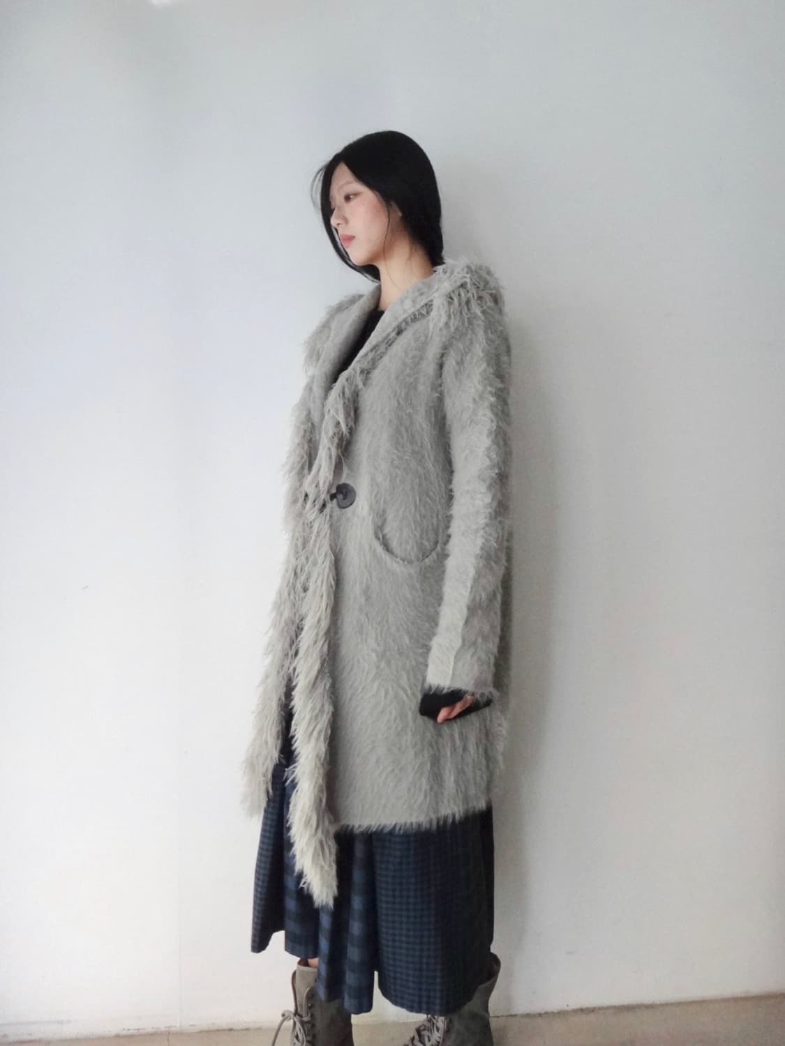 Boucle hoody open cardigan / grey 상품이미지8
