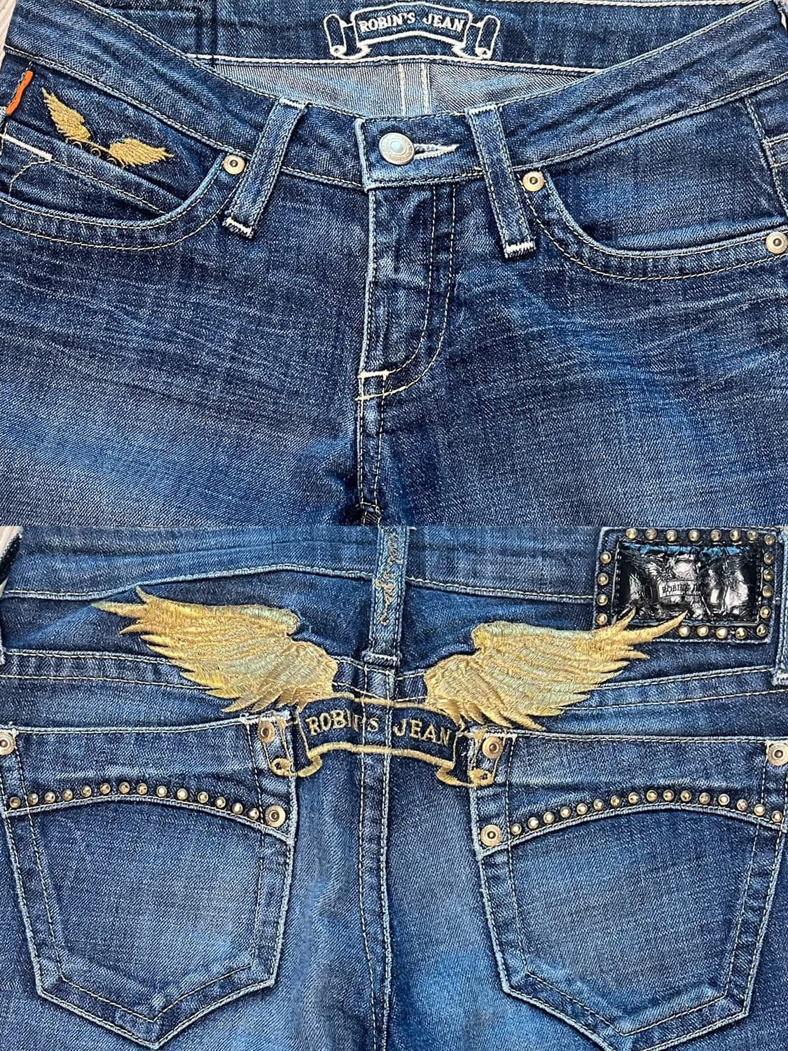 90s Robins jean 로빈스진 윙 디테일 날개 로우라이즈 부츠컷 상품이미지6