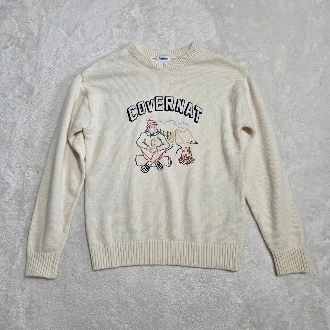 (L)커버낫 캠핑맨 자수 니트  상품이미지1