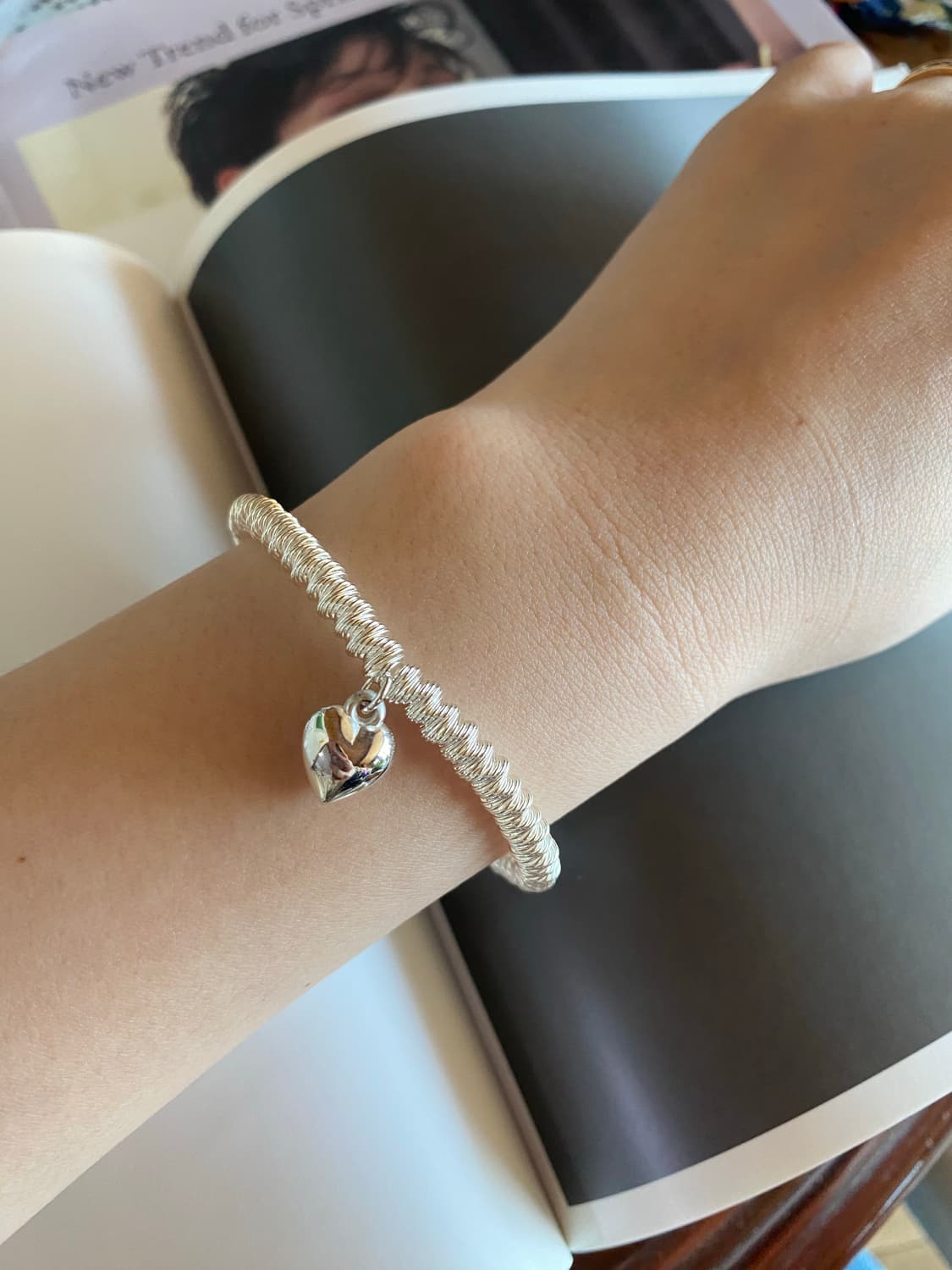 빈티지 하트 스프링 팔찌 상품이미지4