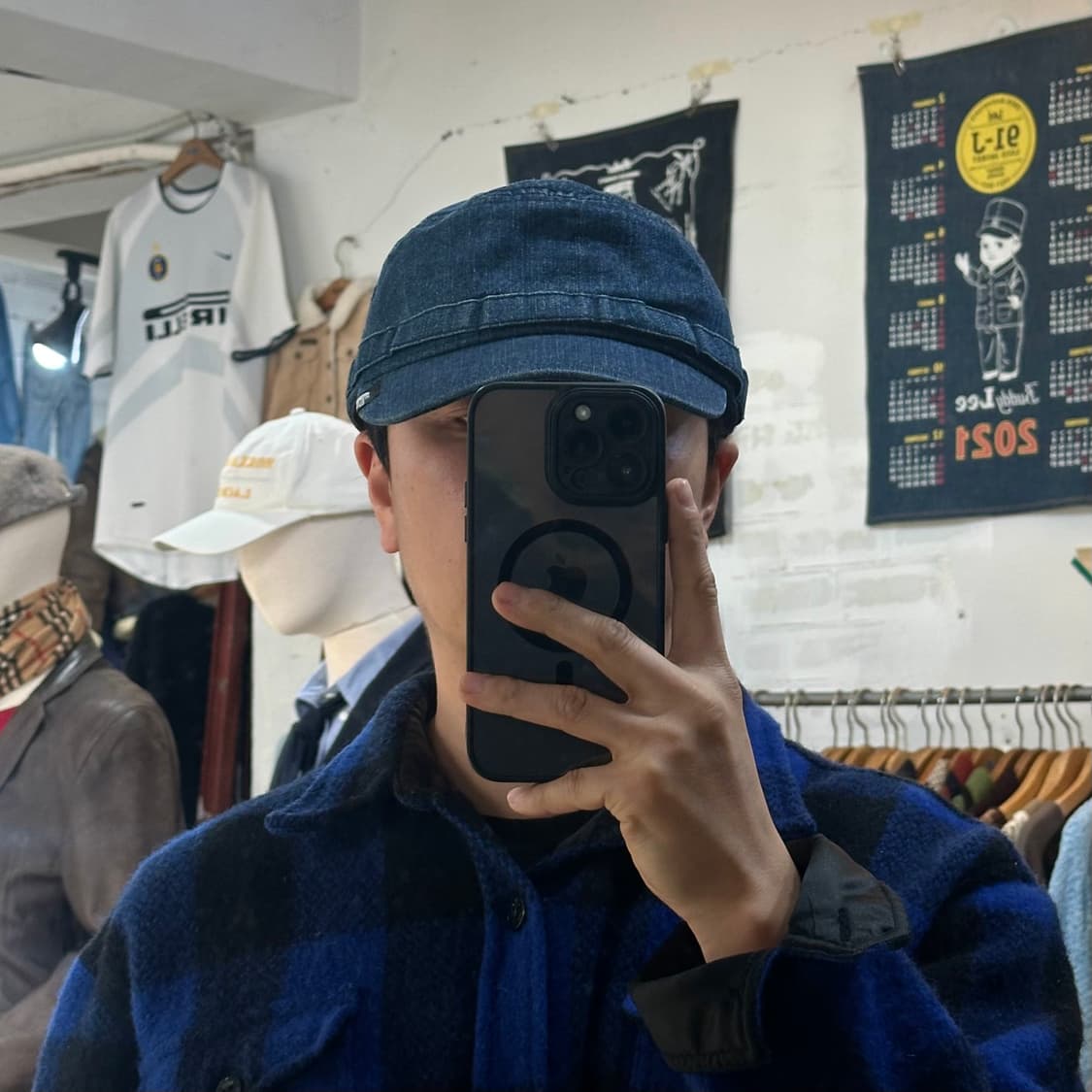 (착용컷) 노스페이스 데님 밀리터리 캡 (L) 상품이미지2