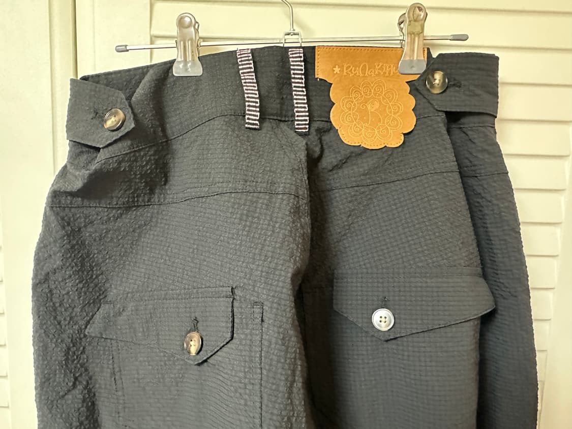 WXP042 사키 프릴 시어서커 와이드 팬츠 (BLACK) 상품이미지2