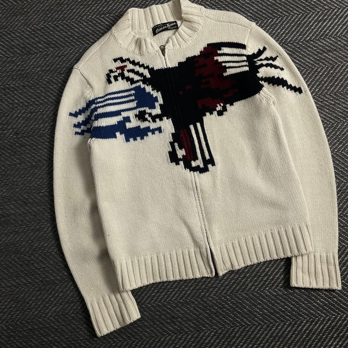 게스 빅로고 아이보리 니트 집업y 3920 상품이미지1