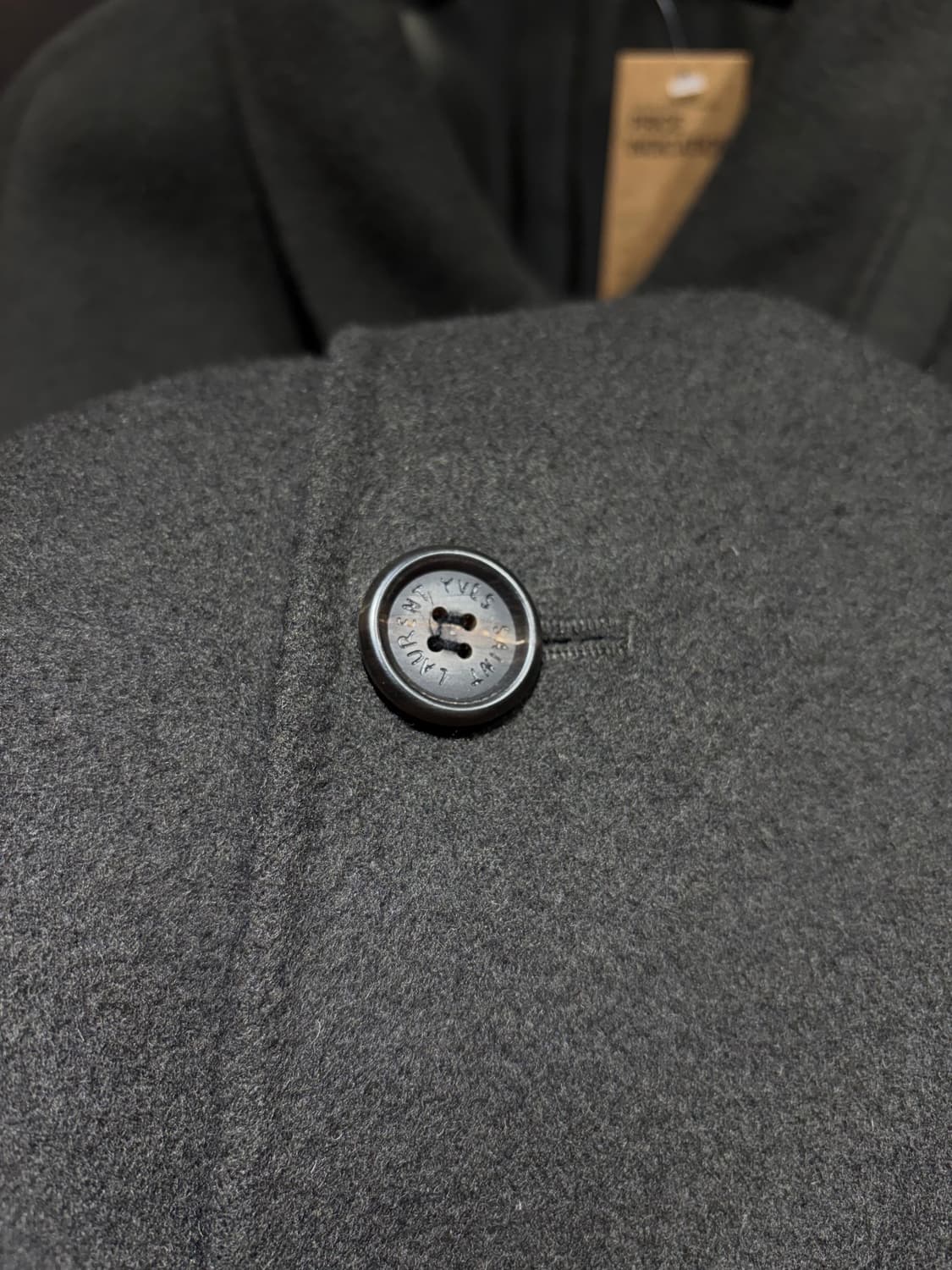 M YSL 입생로랑 포켓 심볼로고 카키 울 싱글코트 상품이미지5