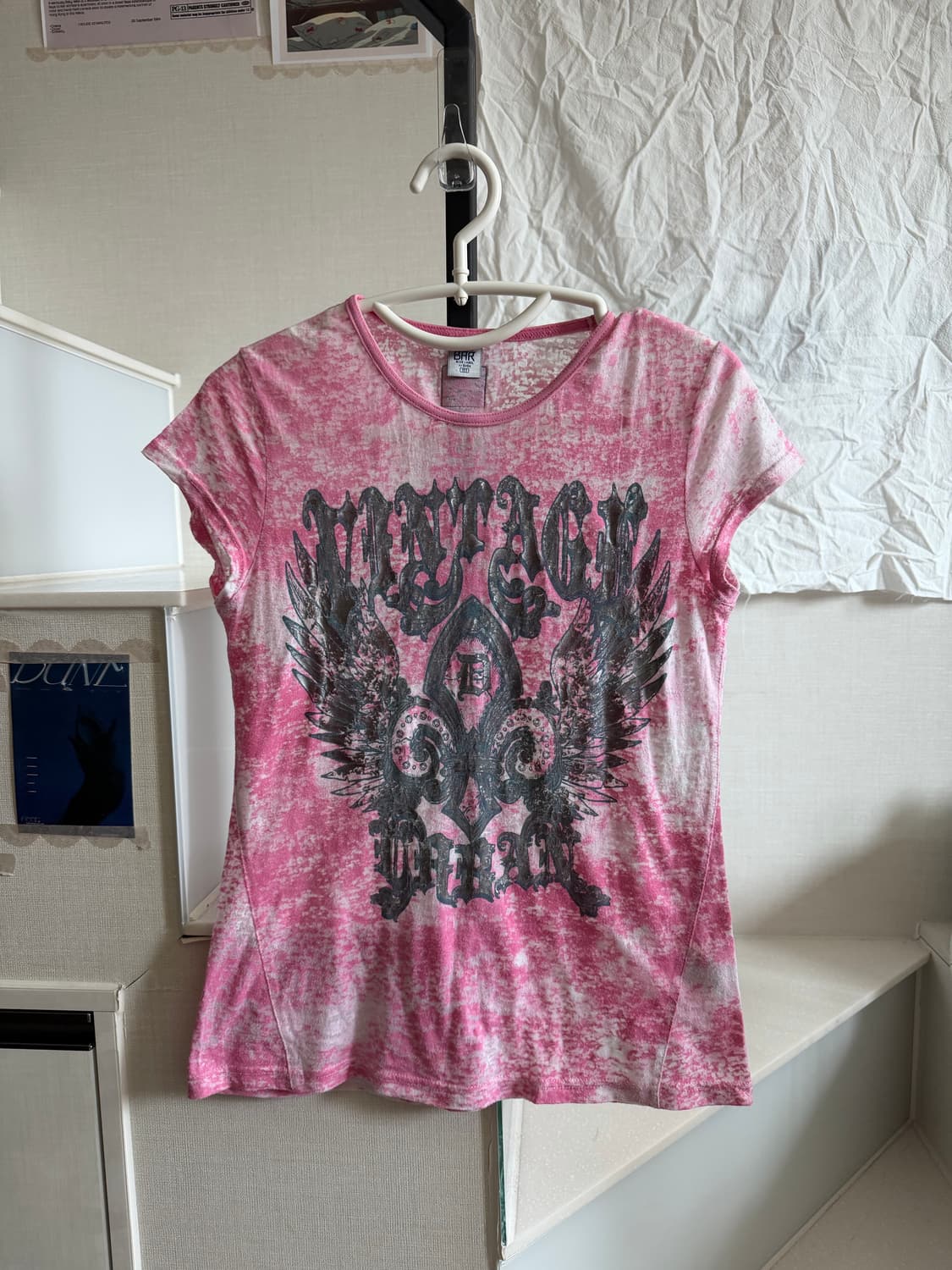 빈티지 프린팅 핑크 펑크 반팔 상품이미지1