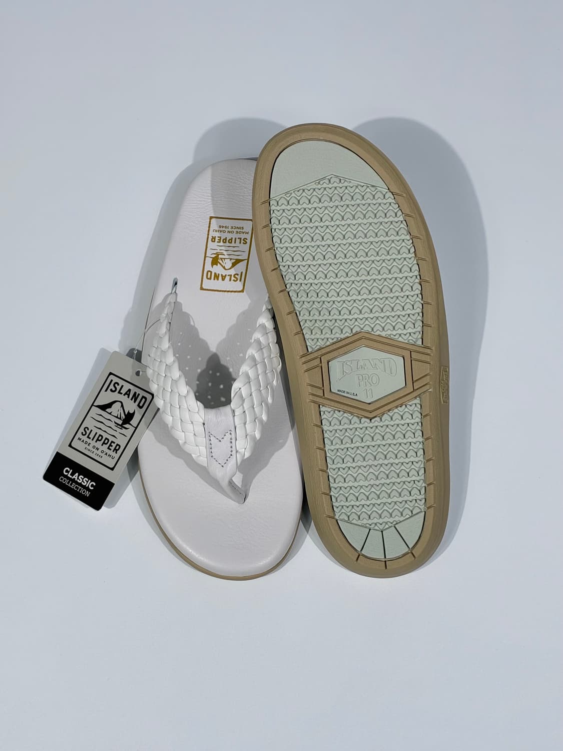 아일랜드슬리퍼 PT903W 위빙 레더 화이트 11사이즈 상품이미지2