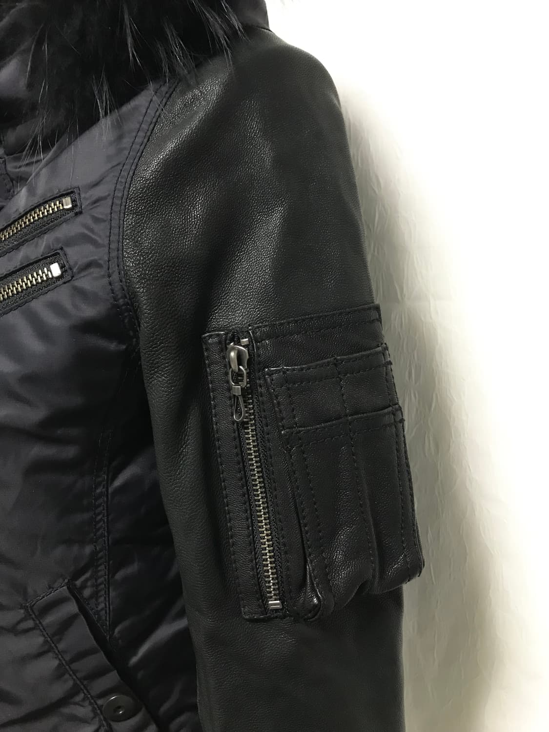 택포•빈티지 vkei 펑크 n2b 레더 퍼 후드 자켓 상품이미지4