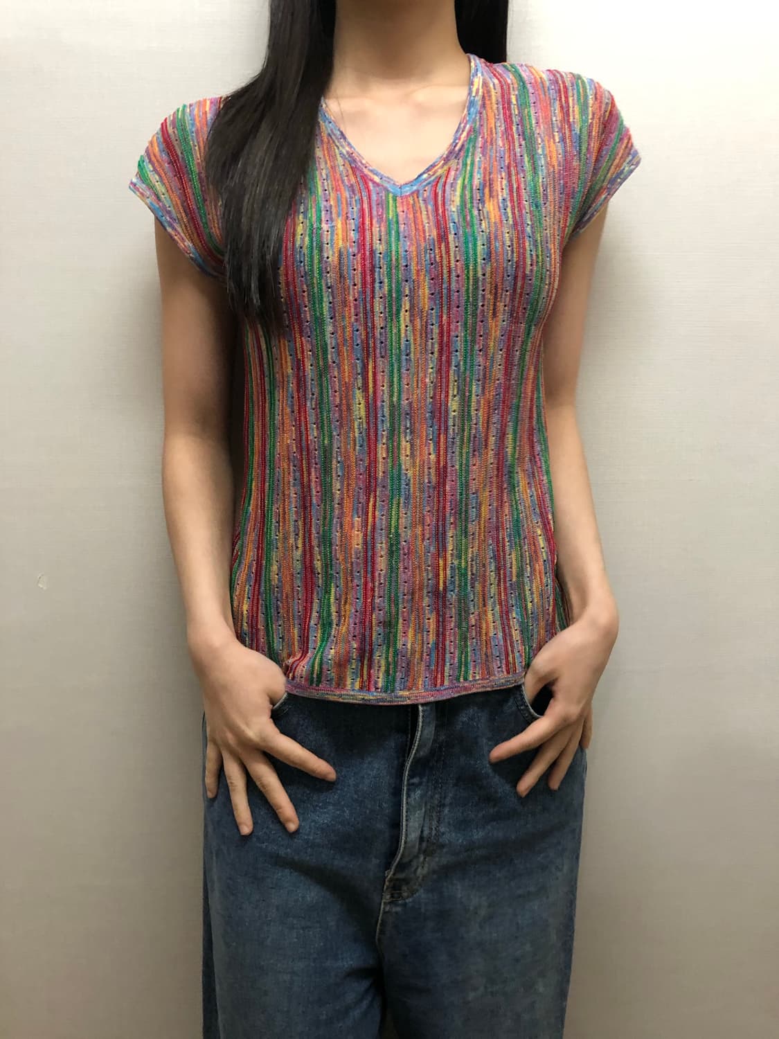 빈티지 비비드 컬러 믹스 니트 상품이미지1