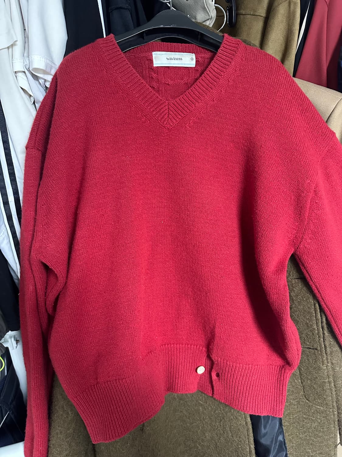 웨이비니스 하이드 타이 브이넥 니트 3사이즈 상품이미지1