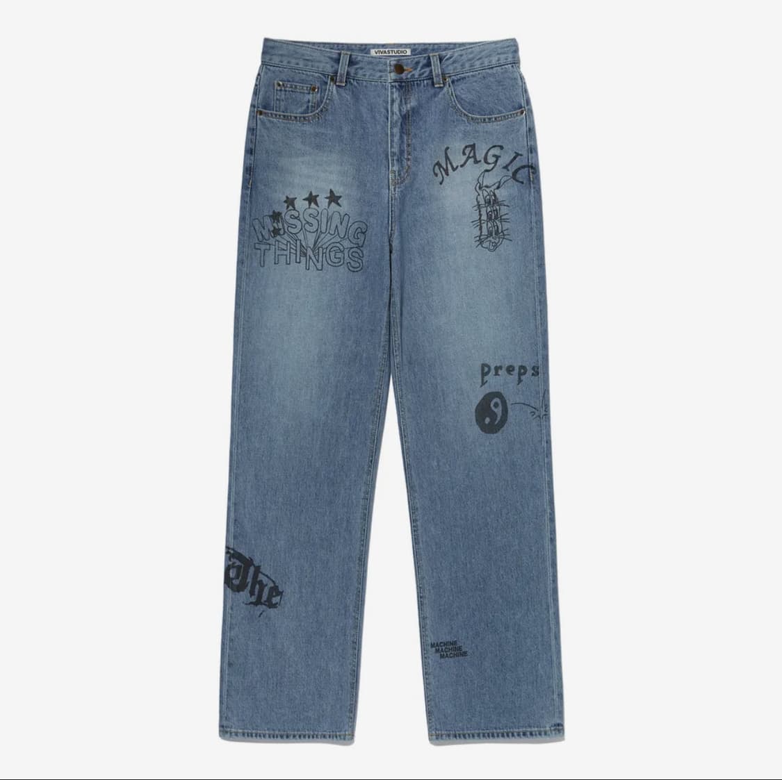 비바스튜디오 드로잉 데님 팬츠 청바지 L 상품이미지2