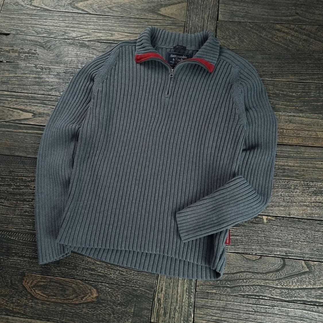 [아베크롬비] 슬림핏 하프집업 반집업 니트 그레이 M18556 상품이미지1