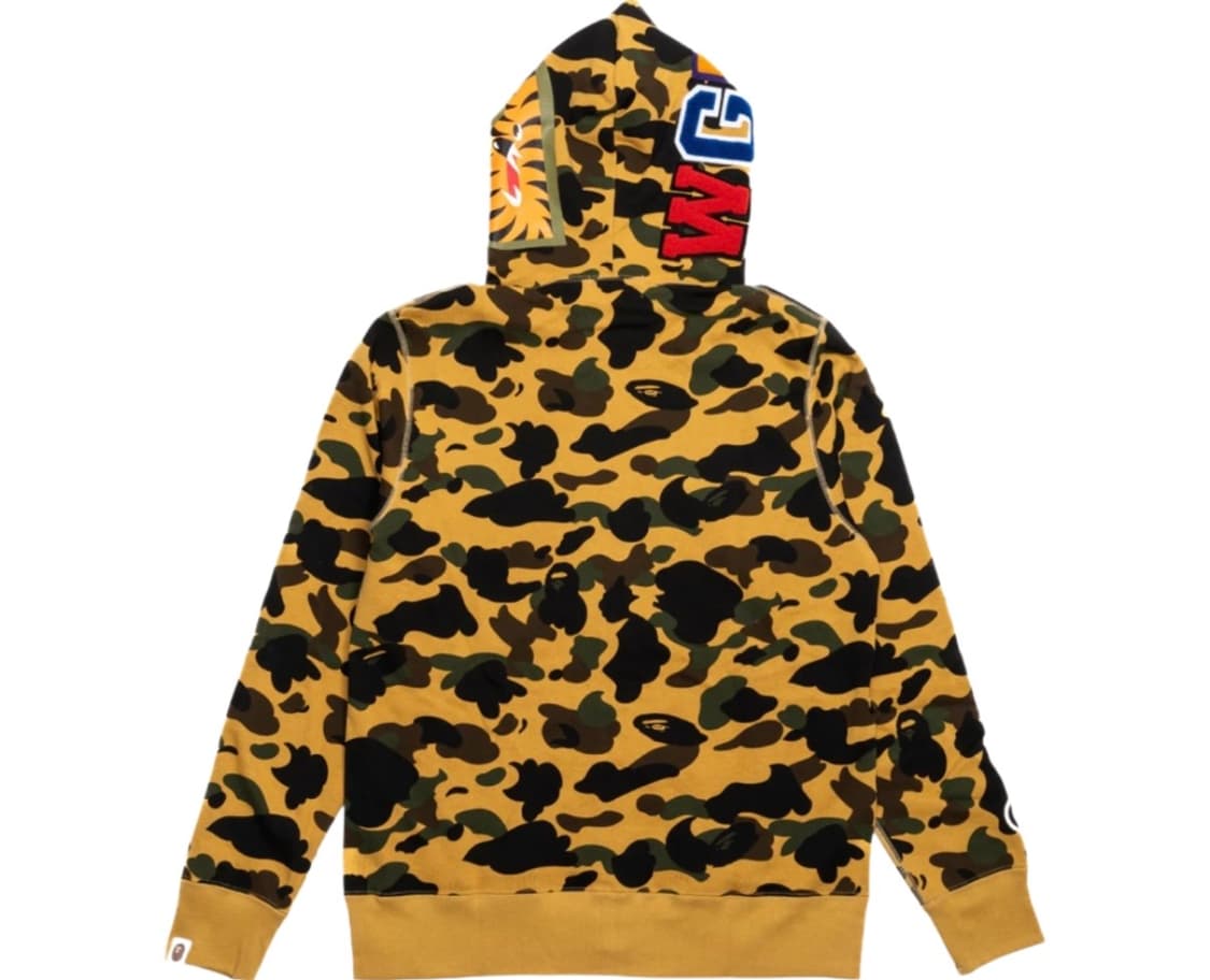 (정품) 베이프 퍼스트 카모 샤크 풀 집 후드 옐로우 상품이미지2
