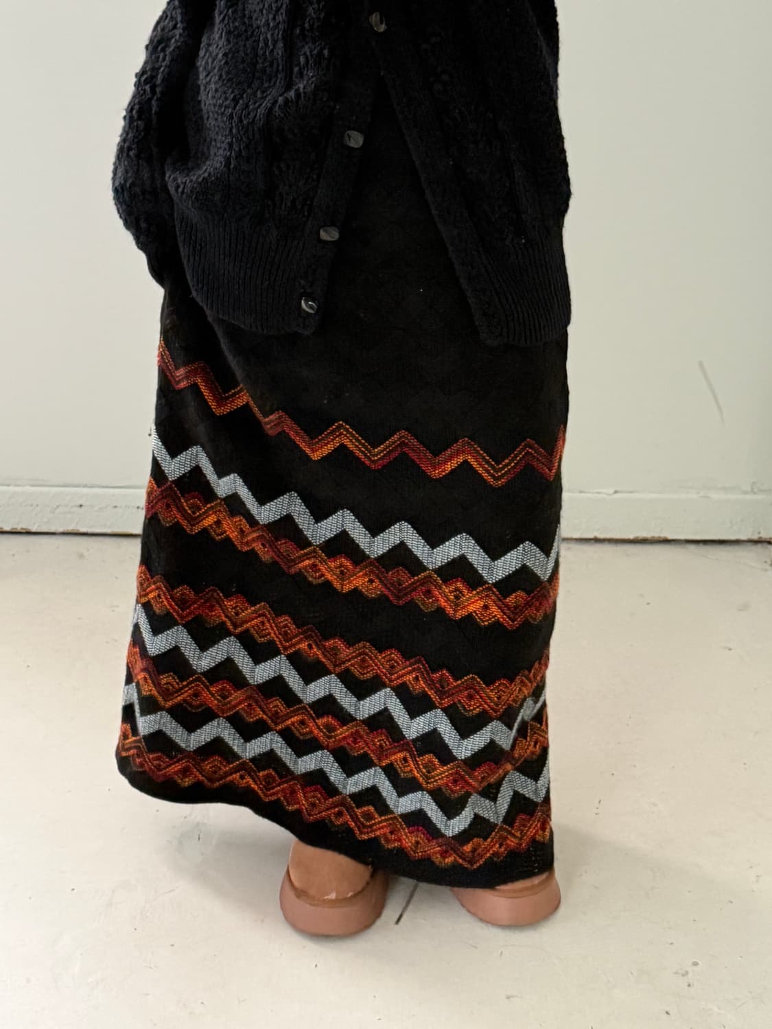 일본빈티지 자수 맥시 롱 니트스커트 상품이미지3