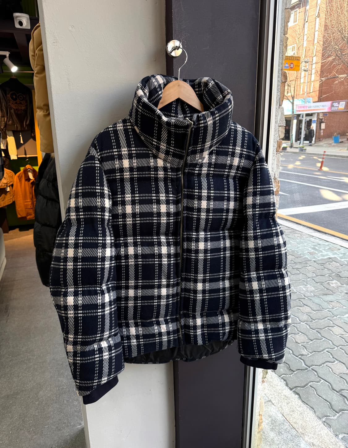 100/ 시스템옴므 구스다운 체크 패딩점퍼 상품이미지3