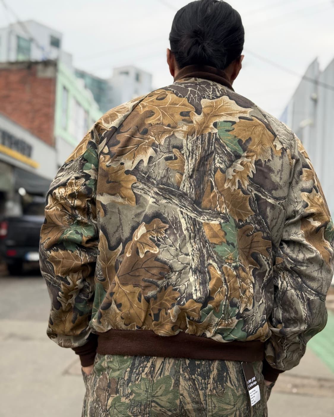 90‘s 스파르탄 코튼우드 카모 패턴 봄버 자켓 L 상품이미지9