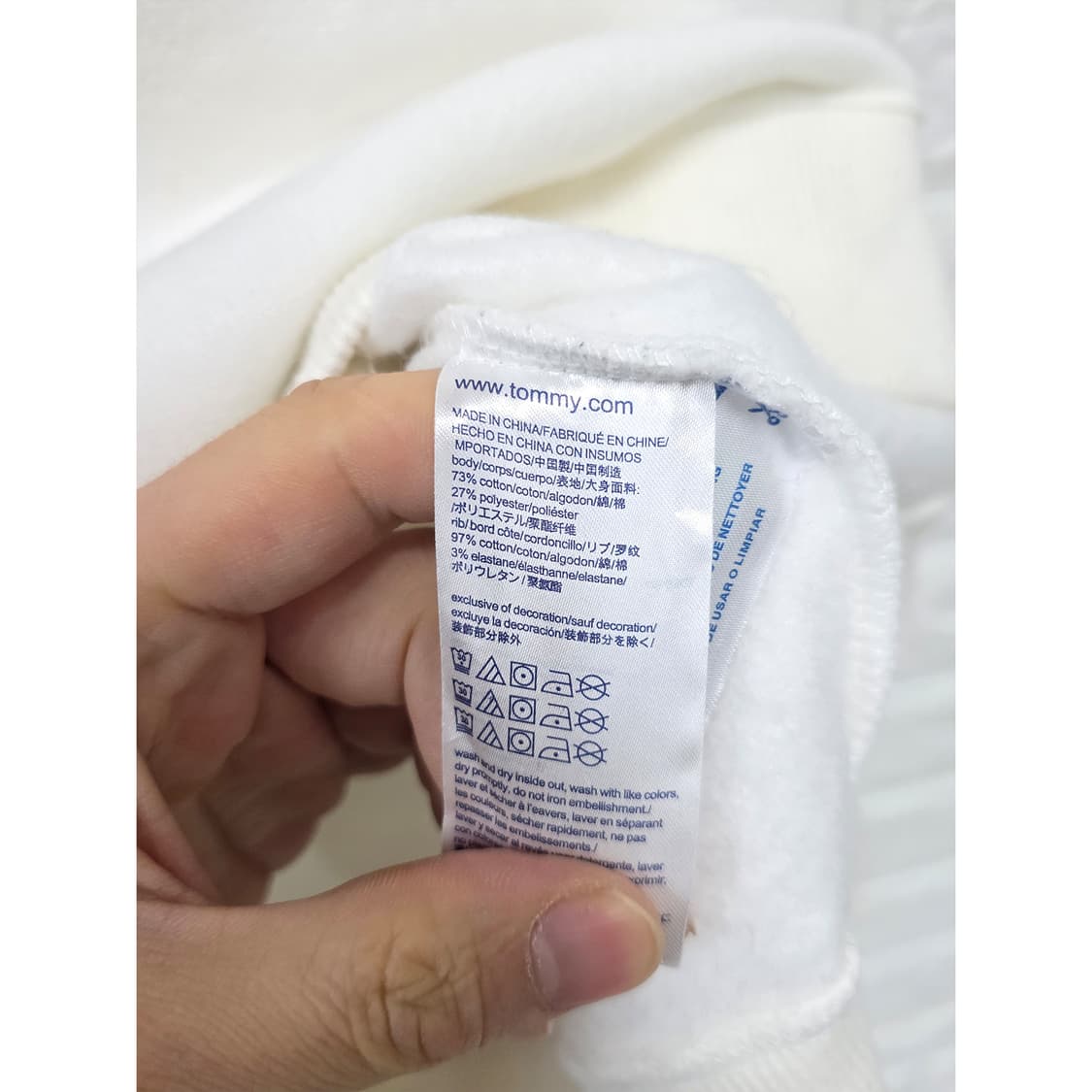 택포_ 타미힐피거 흰색 기모 맨투맨 L 상품이미지3