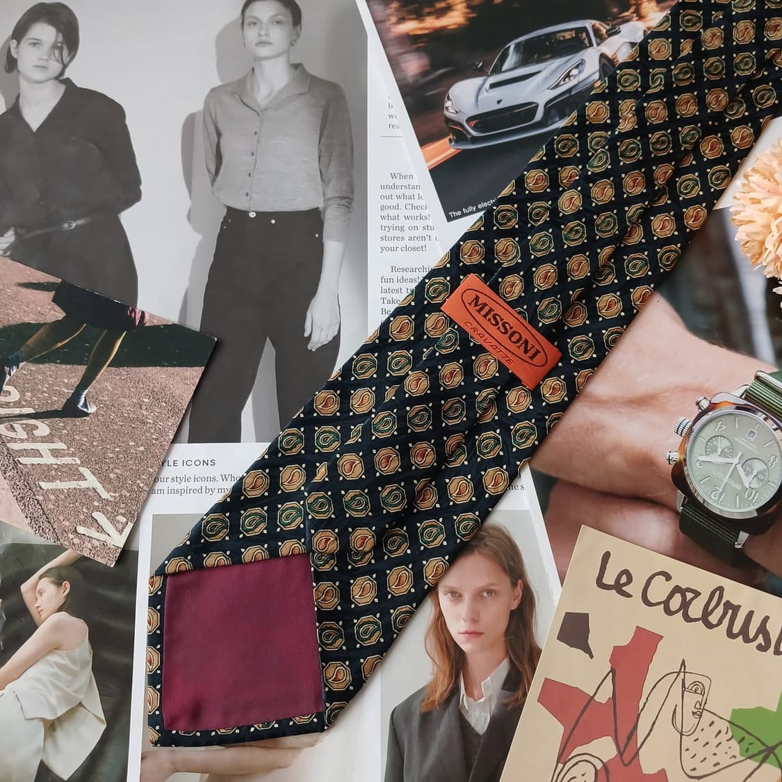 미쏘니 실크 네이비 기하 넥타이 9.5cm A+~A등급 A19503
 상품이미지4