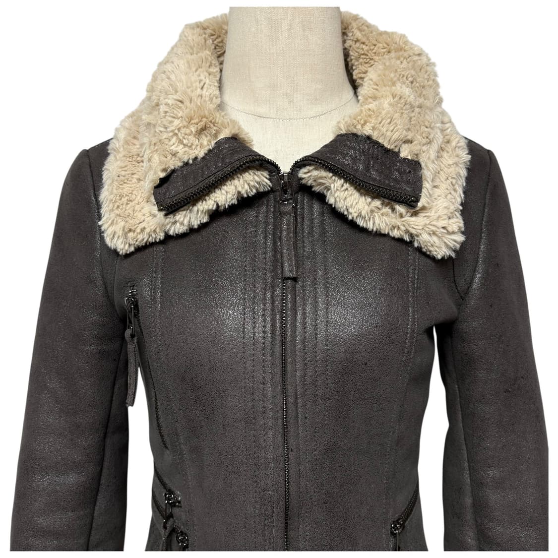 3733 브라운 퍼안감 무스탕 자켓 상품이미지2