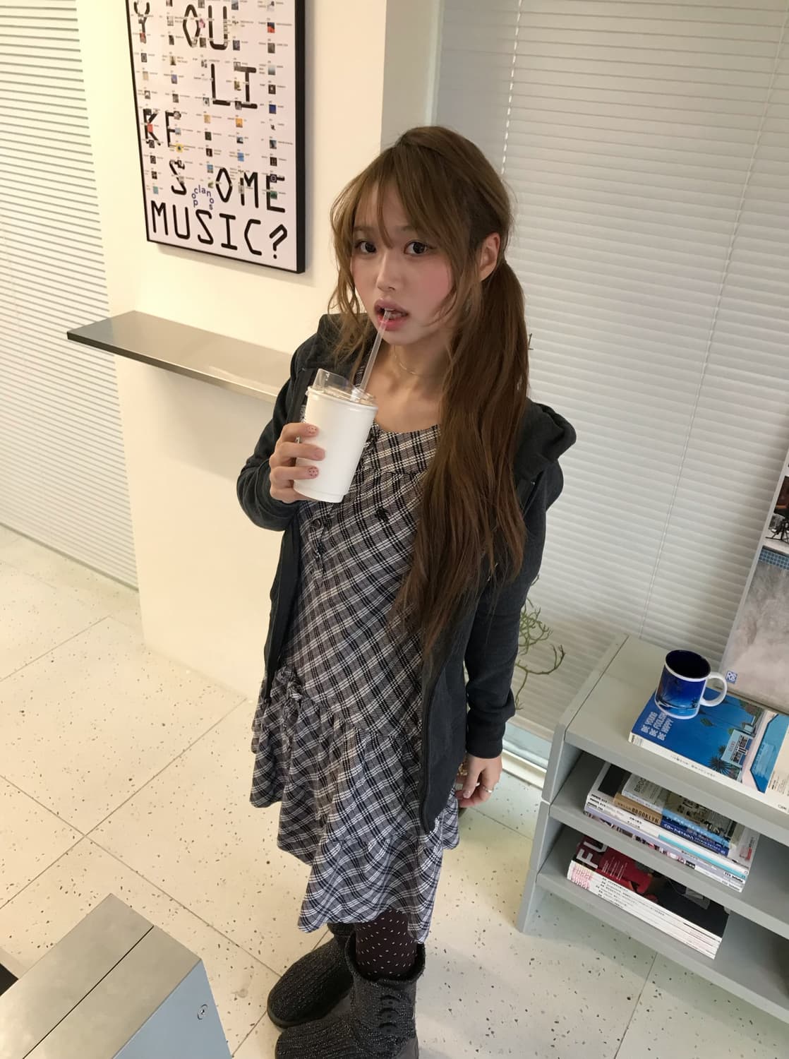 버버리 체크 원피스 네이비 니혼진 더블버튼 코트 코디세트 상품이미지5