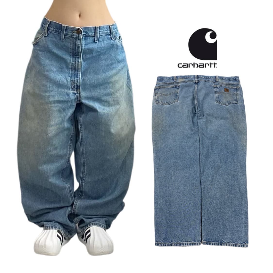 칼하트 OG 가죽패치 워싱 워크 데님팬츠 상품이미지1