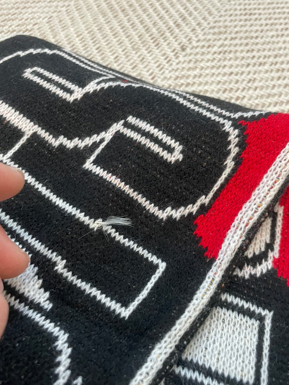 빈티지 독일 자카드 니트 머플러 J03953 상품이미지3