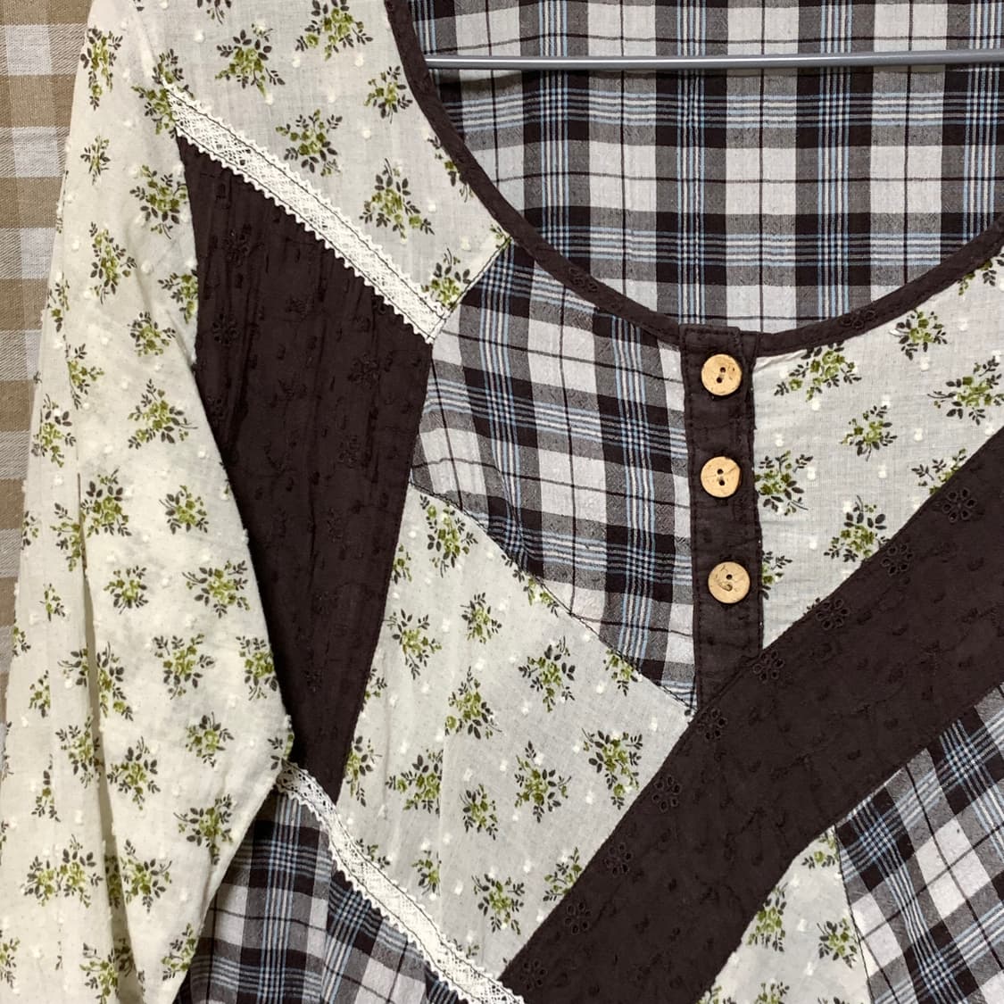 빈티지 모리걸 패치워크 블라우스 상품이미지2